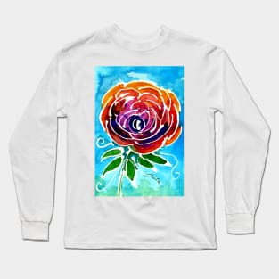 Abstract Watercolor Rose Long Sleeve T-Shirt